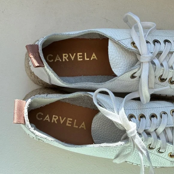 Carvela Chase White Espadrille Platform Trainers - Picture 9 of 9